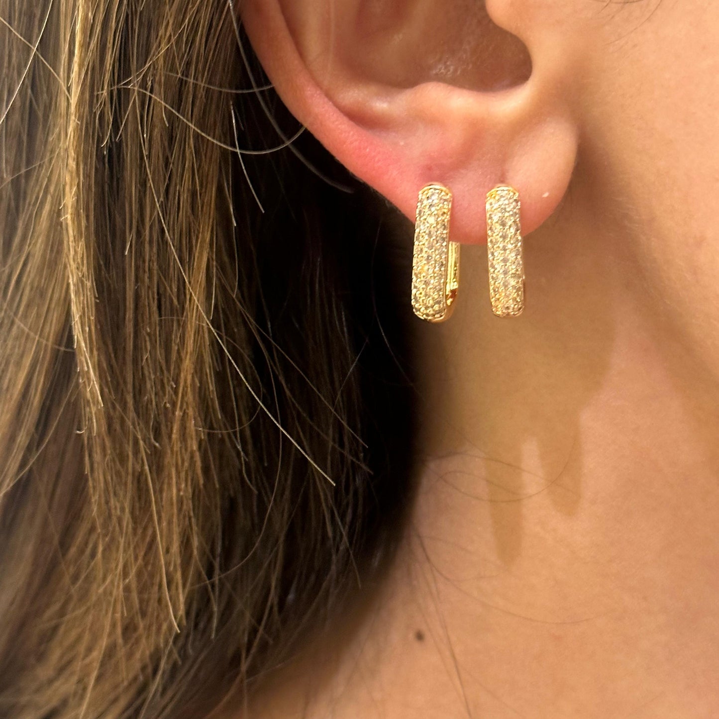 The Square Hoop Earings Gold